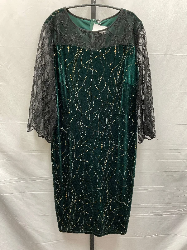 midi dresses for summerBlack & Green Dress Casual Midi Clothes Mentor, Size 2x