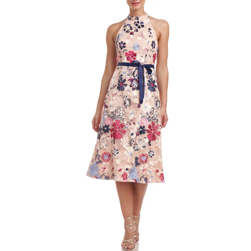 tall women's midi dressesEleanor Tea Womens Embroidered Floral Midi Dress