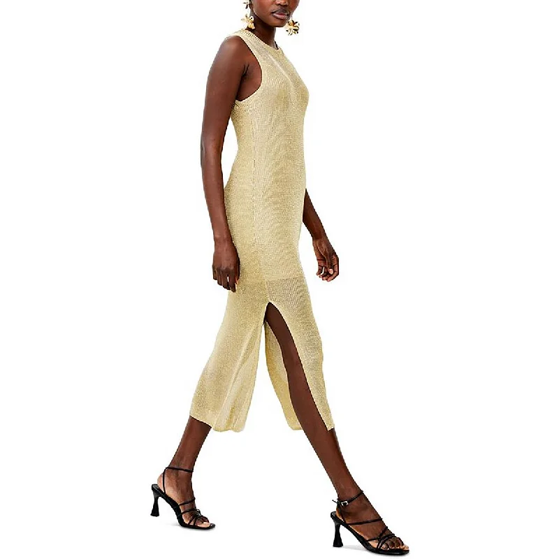 tween midi dressesWomens Metallic Knitted Midi Dress