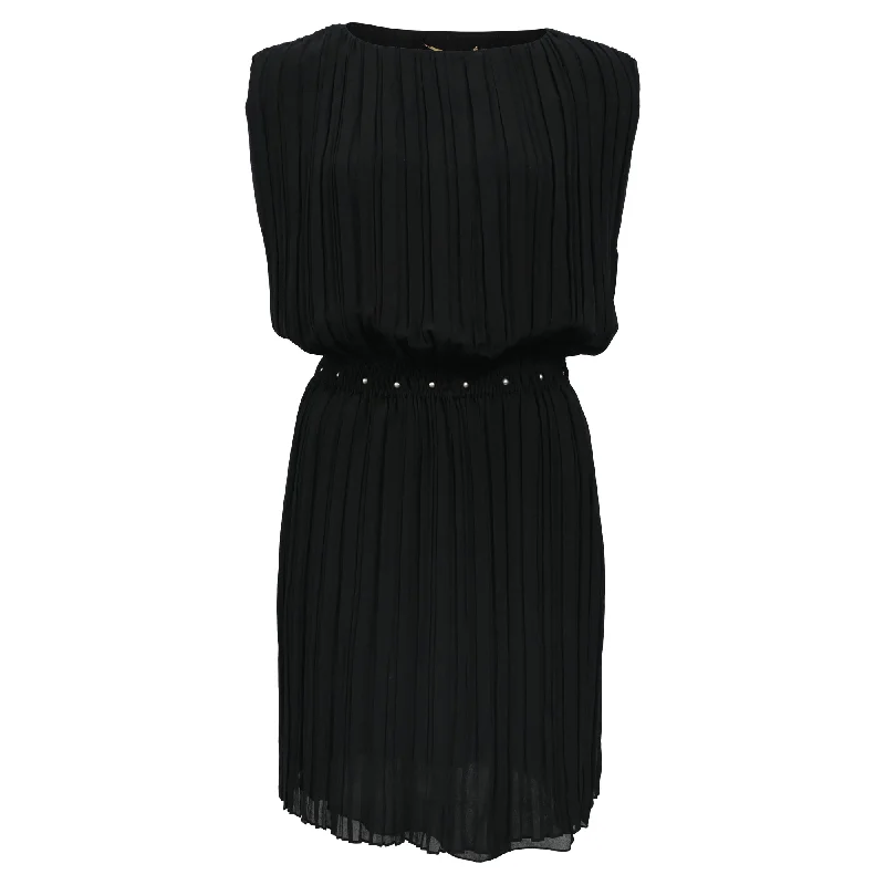 casual yet elegant Mimi dresses for daily wear and special occasionsSaint Laurent Pleated Mini Dress in Black Silk