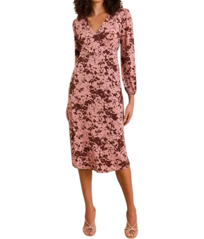 work-appropriate midi dressesFaux Wrap Midi Dress In Chocolush