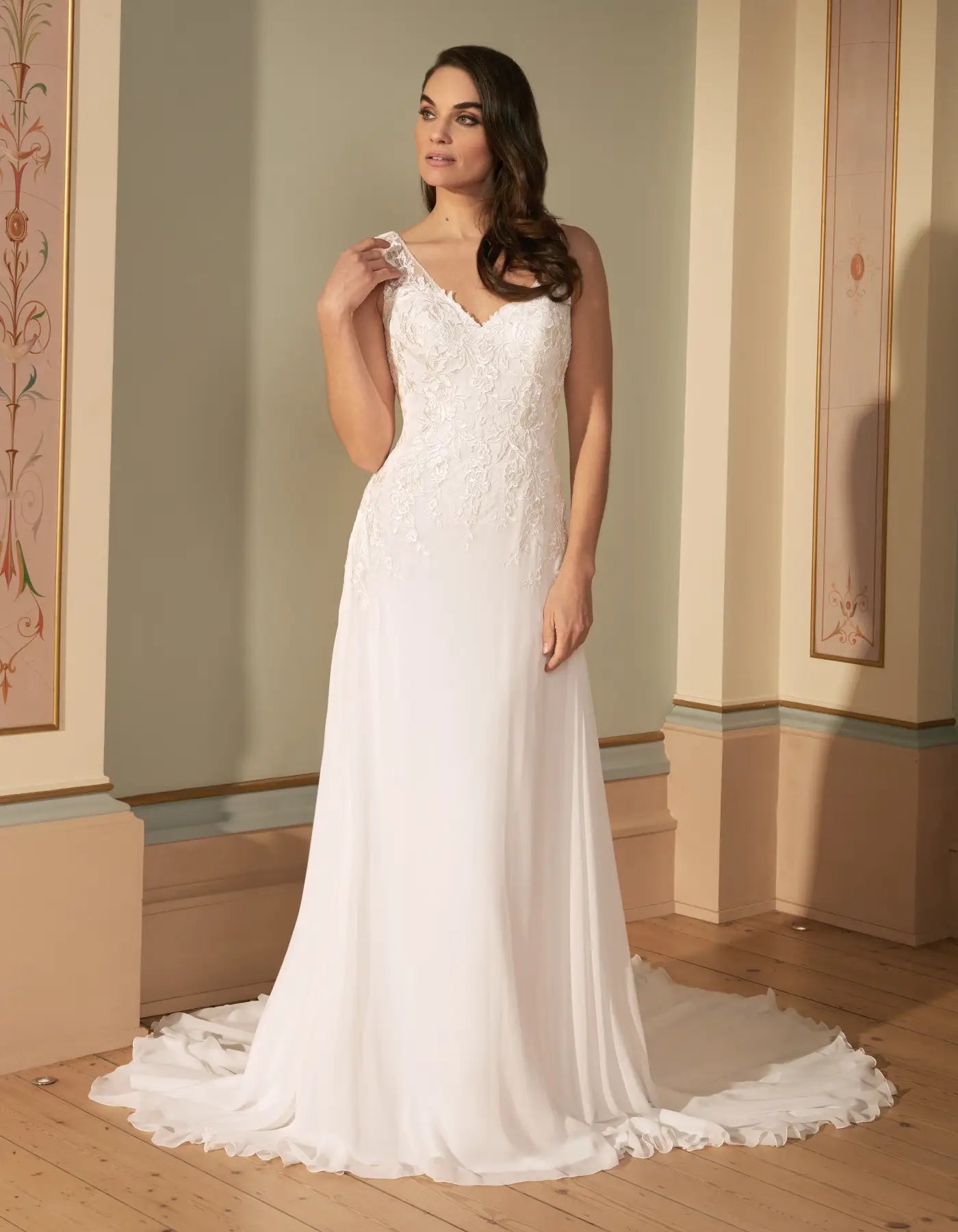 destination wedding dressesDingJiDress a lightweight lace a-line with striking cowl back Wedding Dresses