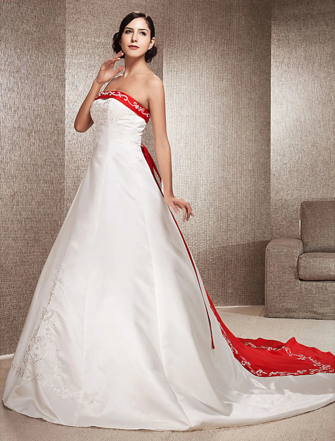 bohemian wedding dressesOpen Back Wedding Dresses Ball Gown Strapless With Embroidery