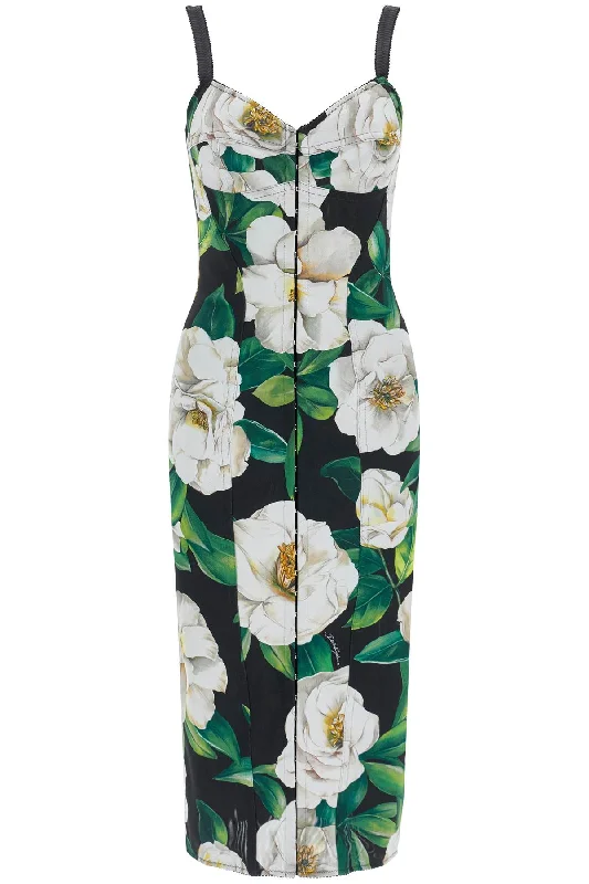 midi dresses with bow detailsDolce & Gabbana Women's  Floral Midi Synthetic Dress