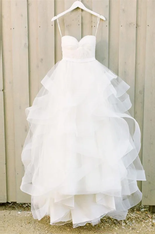 vintage elegance wedding dressesModern Sweetheart Ruffles Tulle A-line Wedding Dress Bride Gowns WD-70970