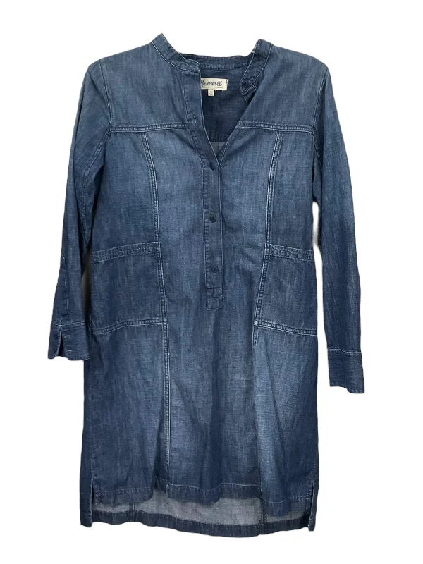 midi dresses with bow detailsBlue Denim Dress Casual Midi Madewell, Size M