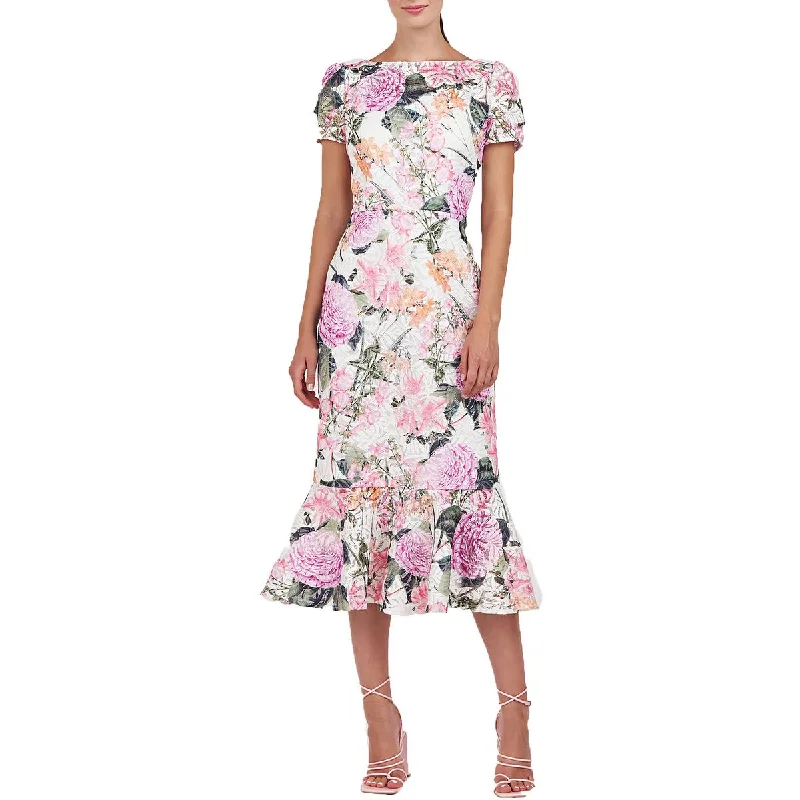 midi dresses with keyhole backsFern Womens Lace Floral Midi Dress