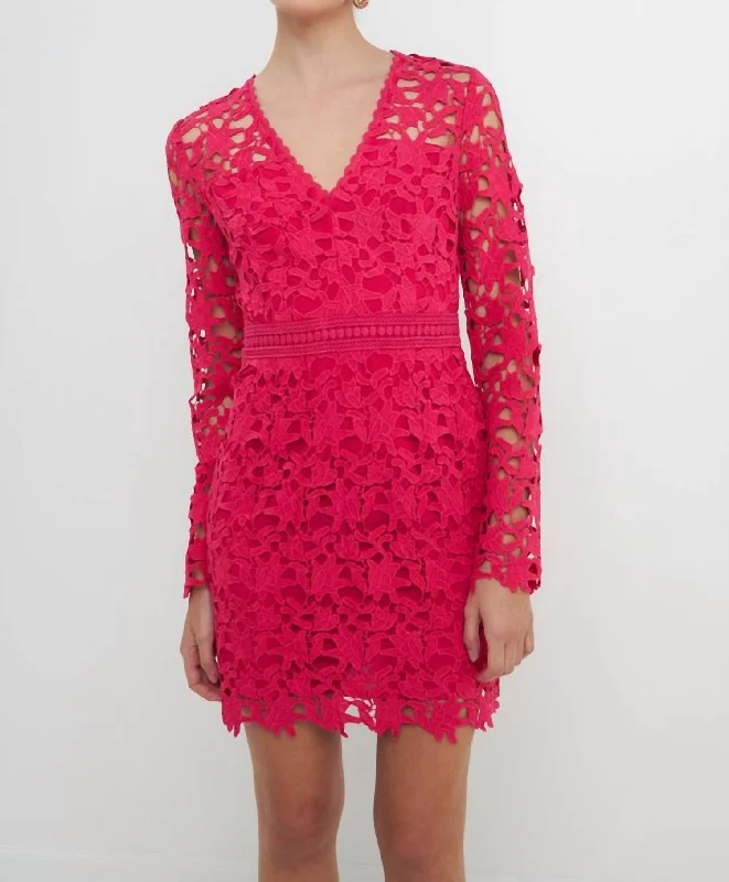 designer Mimi dresses under $100Lace Mini Dress In Fuchsia