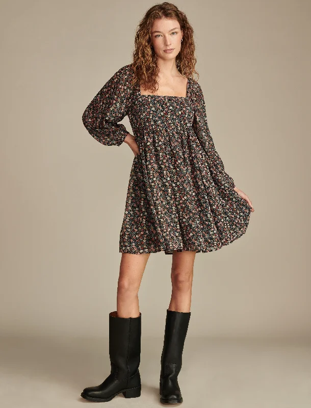 mini polka dot Mimi dresses for fun outingsLucky Brand Women's Square Neck Long Sleeve Mini Dress