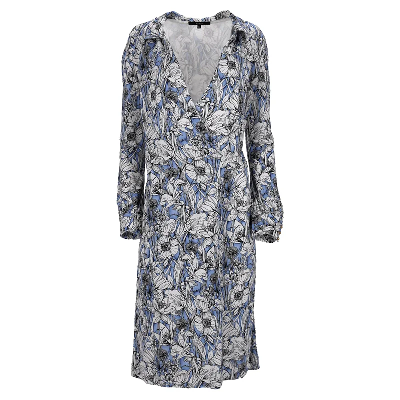 button-down midi dressesGucci Floral Print Midi Wrap Dress in Multicolor Viscose