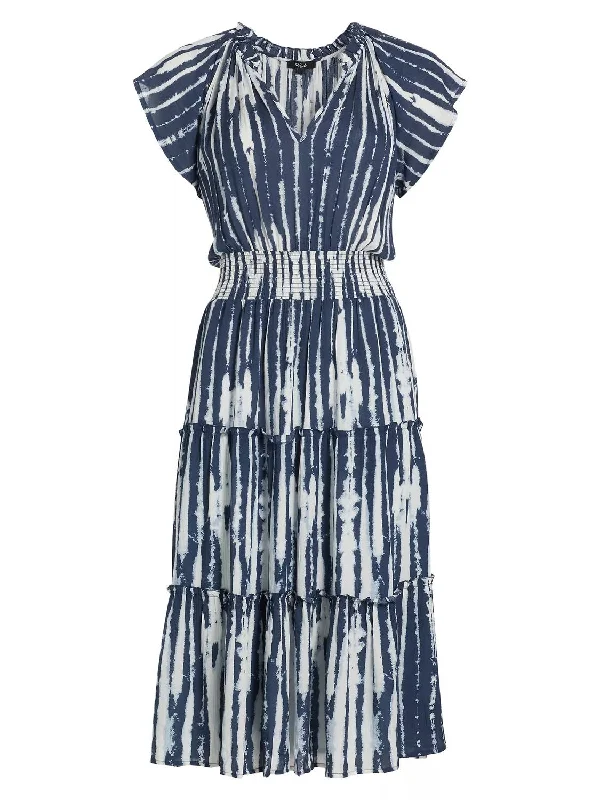 midi dresses for summerAmellia Tie-Dye Tiered Midi-Dress In Indigo Nile