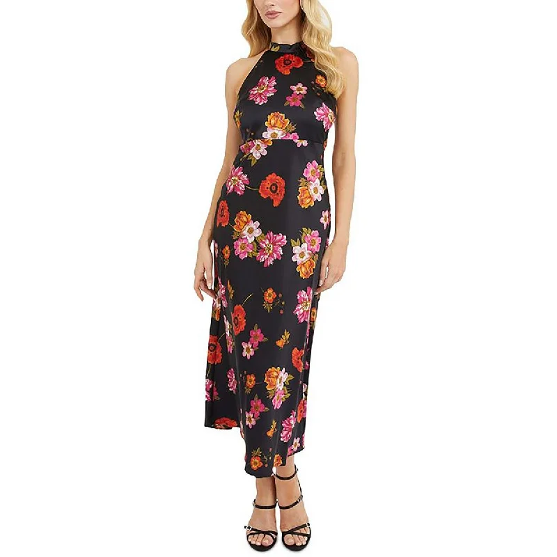 lace midi dressesWomens Midi Floral Print Halter Dress