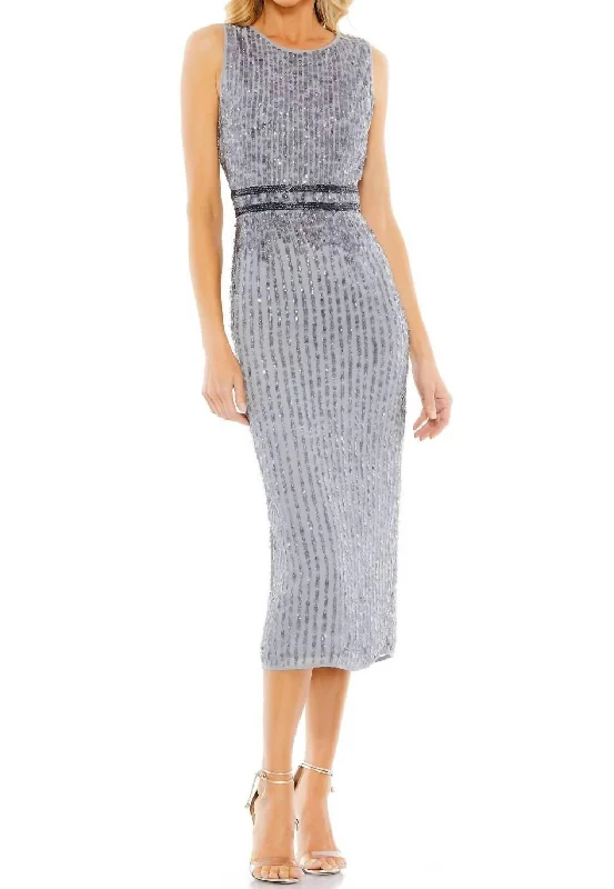 wrap-around midi dressesSequined Midi Dress In Platinum