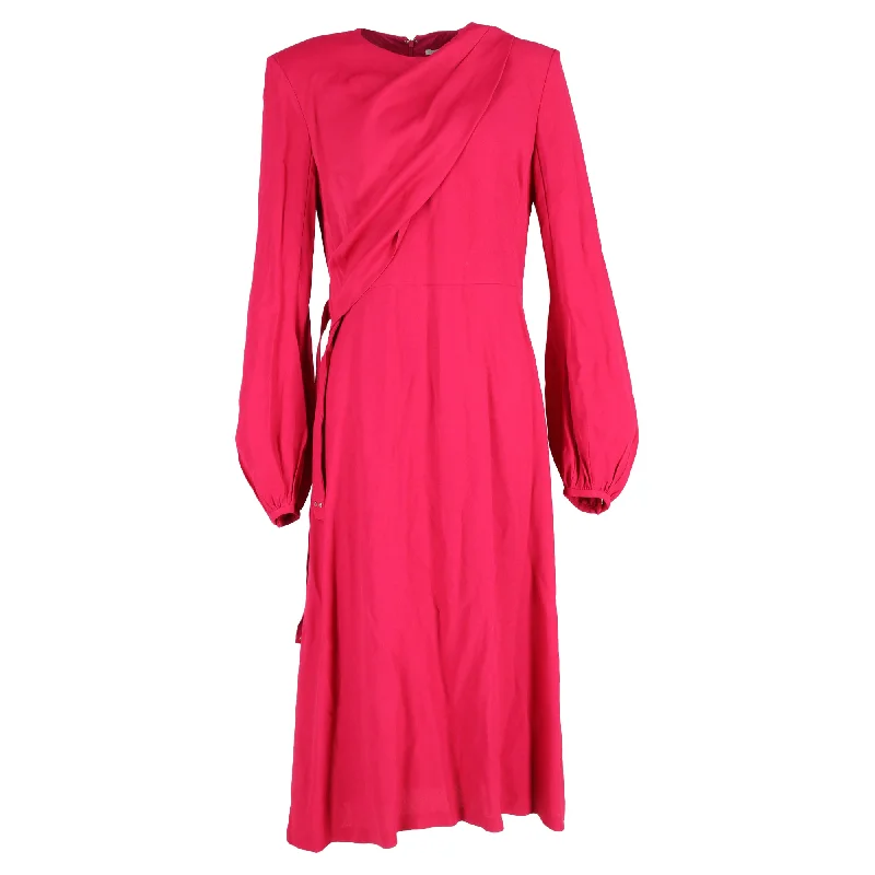 midi dresses for workStella McCartney Wrap Front Midi Dress in Pink Viscose