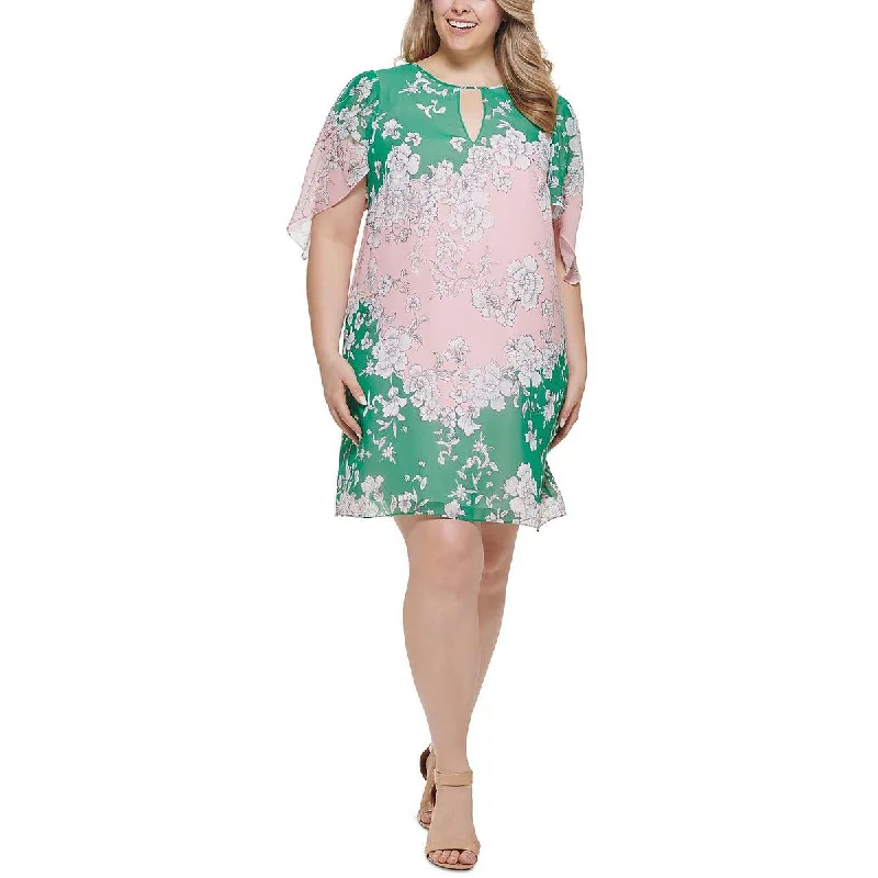 xx-large Mimi dresses for curvy womenPlus Womens Floral Print Mini Sheath Dress