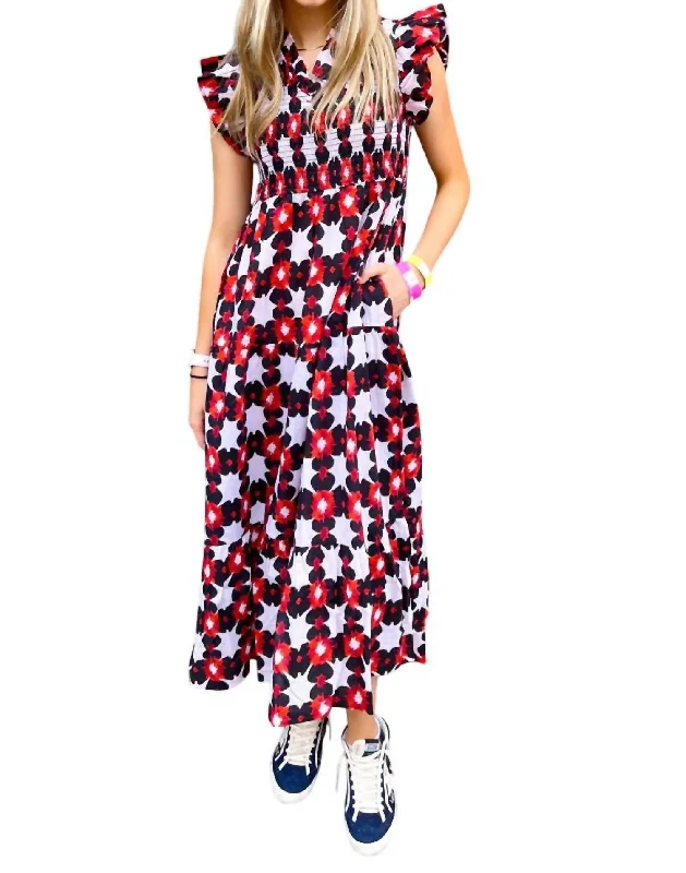 cinched-waist midi dressesLily Game Day Midi Dress In Garnet