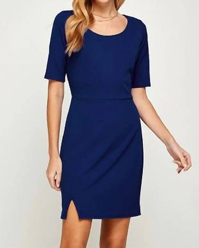 size-inclusive Mimi dresses for all body typesScoop Neck Half Sleeve Mini Dress In Navy