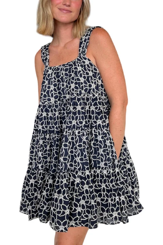 black and white Mimi dresses for timeless chicMarket Street Babydoll Mini Dress In Navy