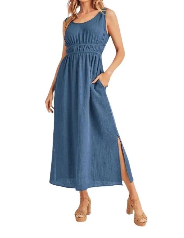 spaghetti strap midi dressesGauzy Midi Dress In Azure