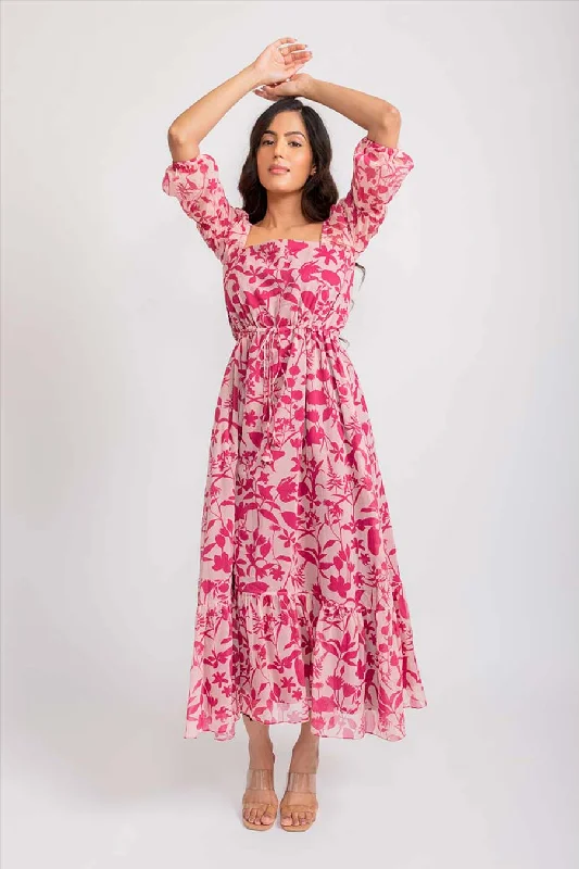 maxi dresses for autumnIrene Pink Chiffon Maxi Dress