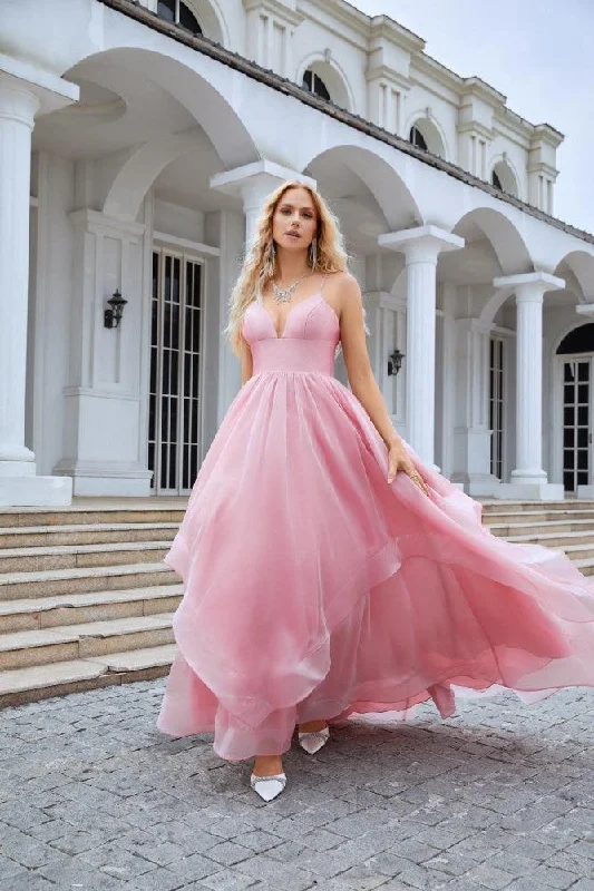 budget-friendly wedding dressesLadies Organza V Neck Corset Puffy Floor Length Bridesmaid Evening Dress Beach Wedding Evening Dress 28100