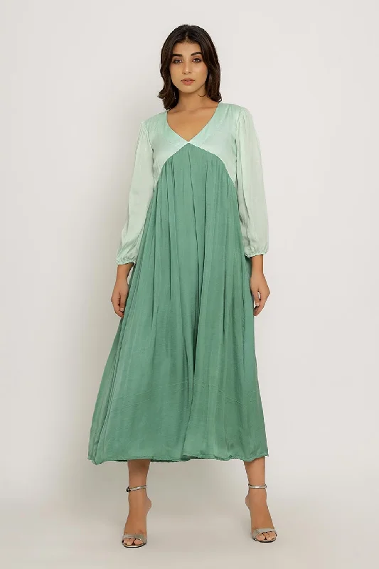 maxi dresses for beachTeal & Tea Green Gathered Maxi Dress