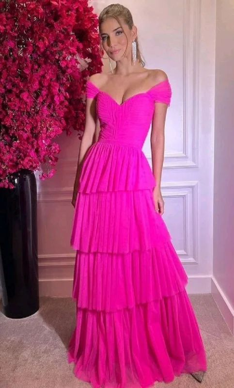 wedding dress shoppingCap Sleeves Formal Dress Tiered Beach Evening Dress Wedding Sweep Train Special Occasion Dress Y5009