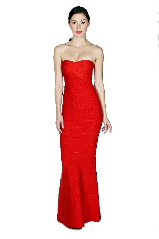 maxi dresses with off-the-shoulder necksNaughty Grl Elegant Mermaid Tube Bandage Maxi Dress - Red