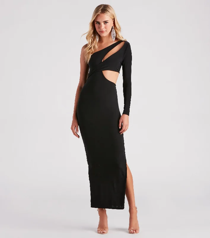 solid color maxi dressesDream Of Me Long Sleeve Cutout Maxi Dress