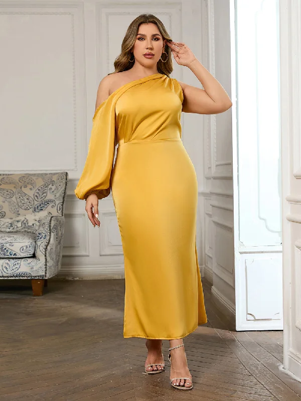 floral maxi dressesOne Shoulder Long Sleeve Plain Maxi Bodycon Dress HB100380