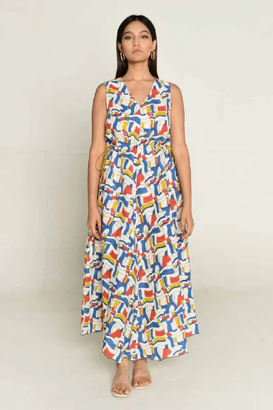 maxi dresses for all seasons and occasionsMulticolour Block-Printed Maxi Dress