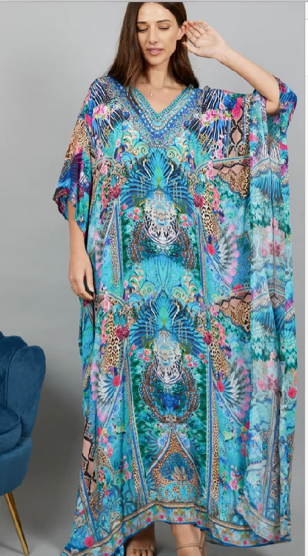 chiffon maxi dressesSolitaire Forbidden Blue Maxi Kaftan