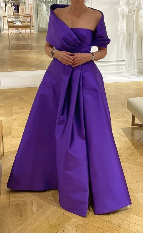 lace wedding dressesPurple A-line Satin Long Evening Dress,Purple Wedding Guest Dress Y4006