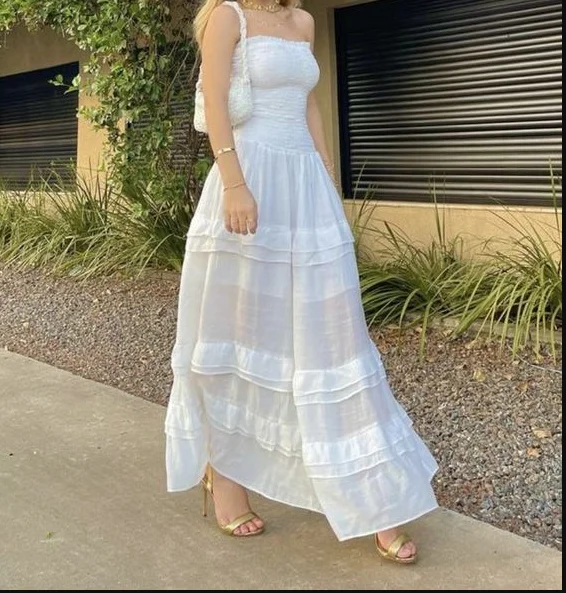 maxi dresses for cocktail partiesWhite Strapless Long Prom Dress,Summer Maxi Dress  Y5982