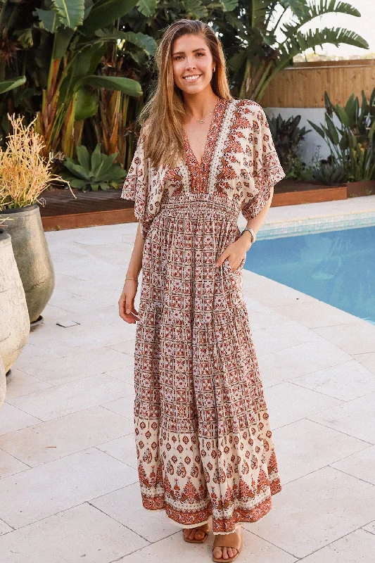 cotton maxi dressesTori Bohemian V-neck Maxi Dress