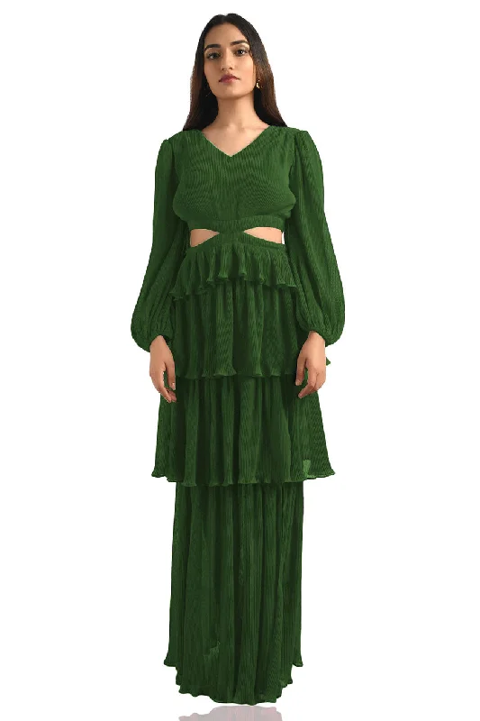 maxi dresses for everyday wearLight Green Pleated Maxi Dress