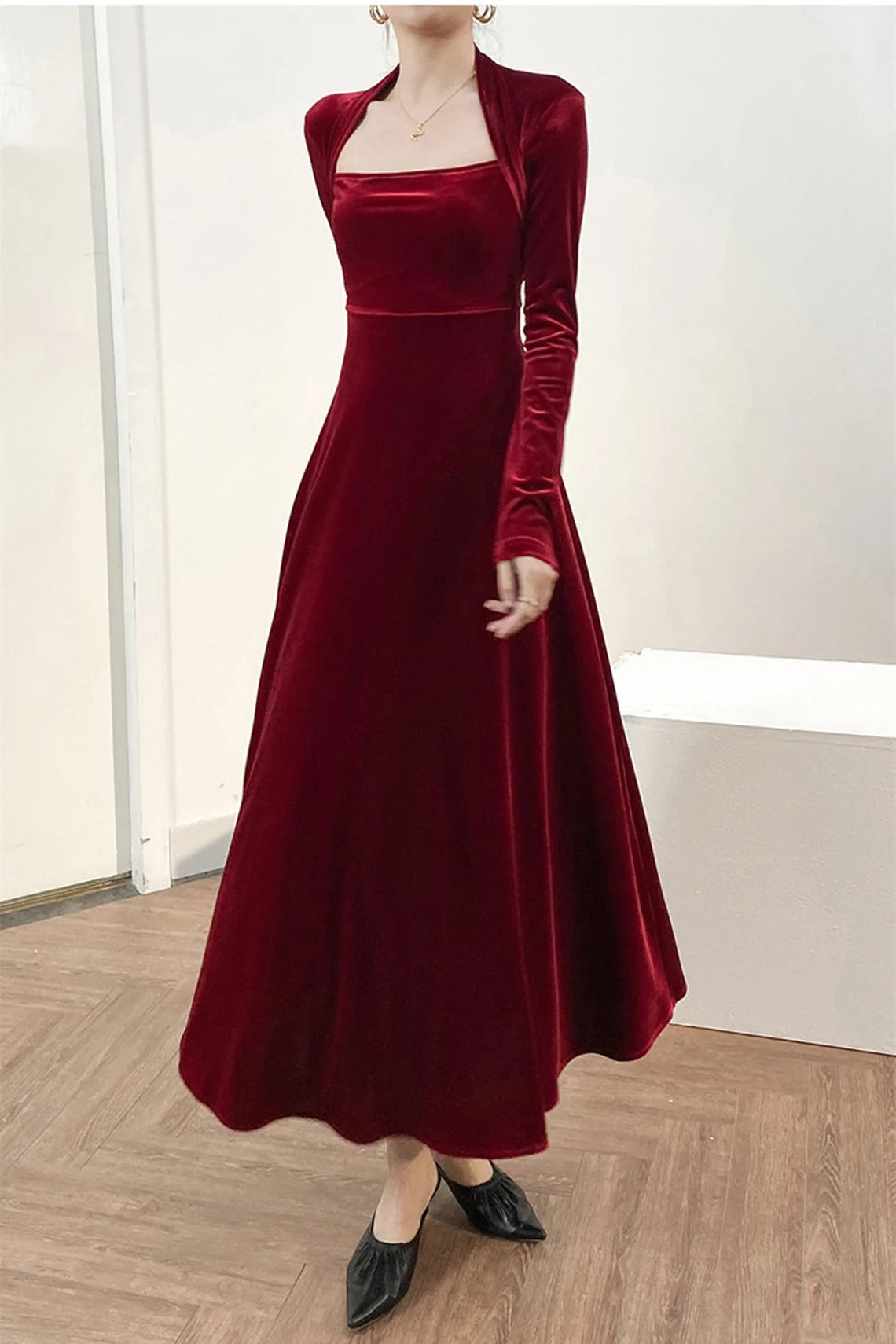 maxi dresses for winter (with tights)Velvet dress for women, Bridesmaid Dress, Fall Winter Custom Long Sleeve Maxi Dress, Plus Size Clothing, Party Dress, Formal Dress