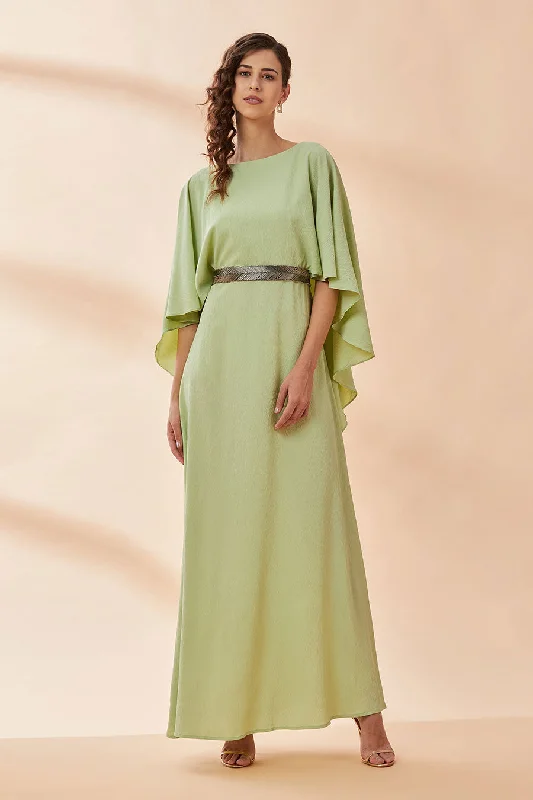 maxi dresses for maternity wearLime Green Maxi Dress With Belt