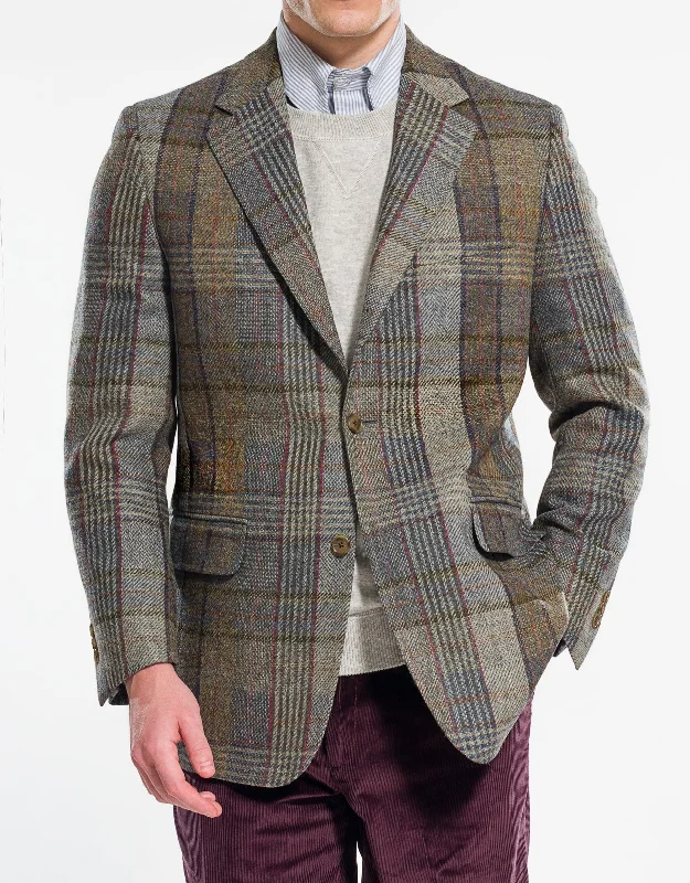 BLUE BROWN CRAZY PLAID SPORT COAT - CLASSIC FIT