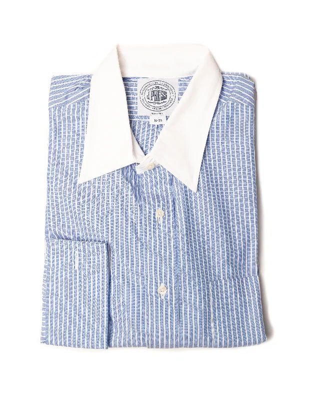 BLUE/WHITE STRIPE FRENCH CUFF DRESS SHIRT