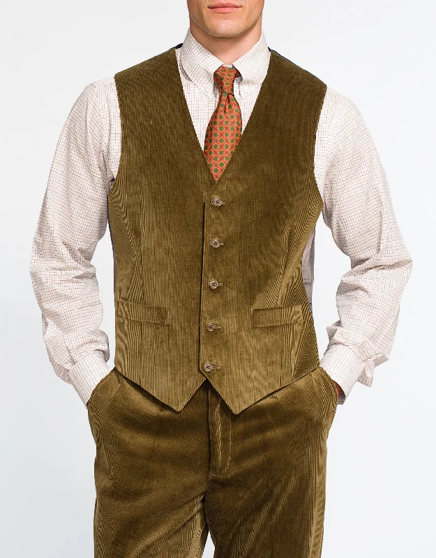 BROWN/OLIVE CORDUROY VEST