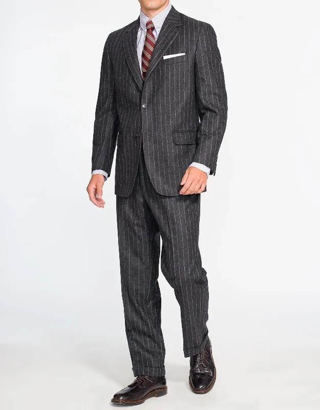 CHARCOAL CHALK STRIPE FLANNEL SUIT