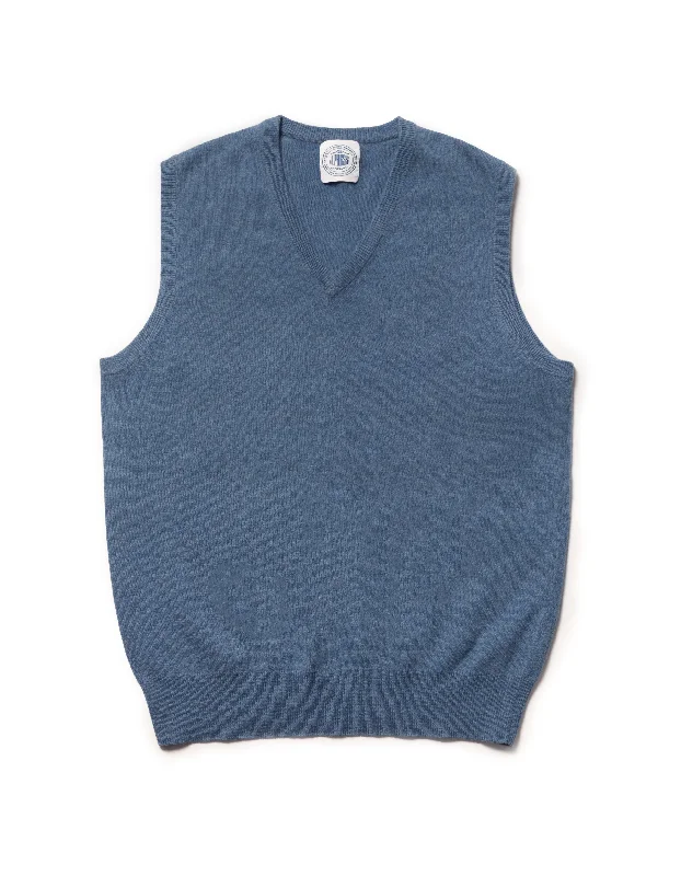 BLUE LAMBSWOOL V NECK VEST