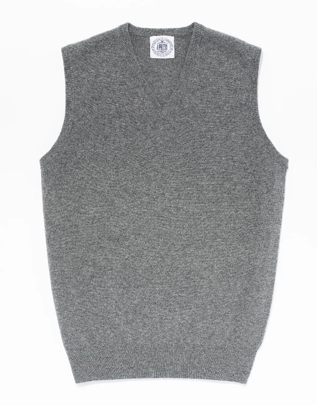 GREY LAMBSWOOL V-NECK VEST