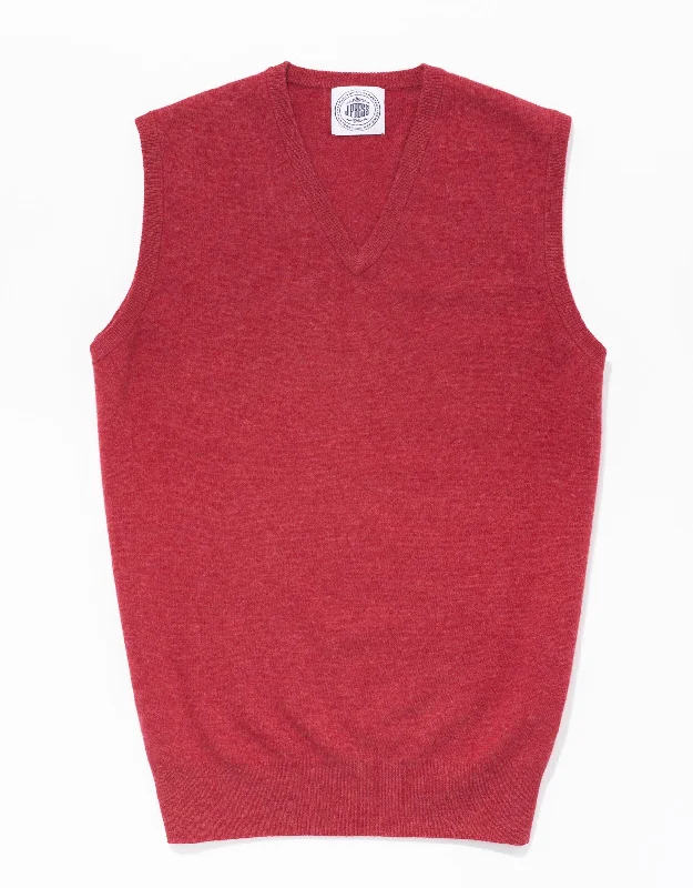 RED LAMBSWOOL V NECK VEST