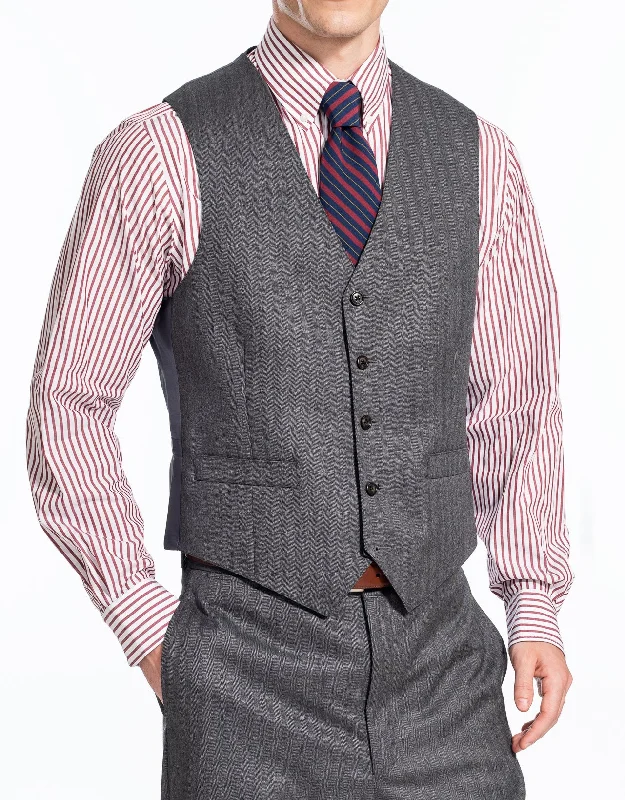 GREY HERRINGBONE VEST