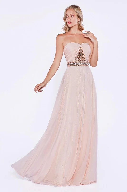 prom dresses with illusion panelsCinderella Divine CD4079 Long Strapless Formal Dress Prom