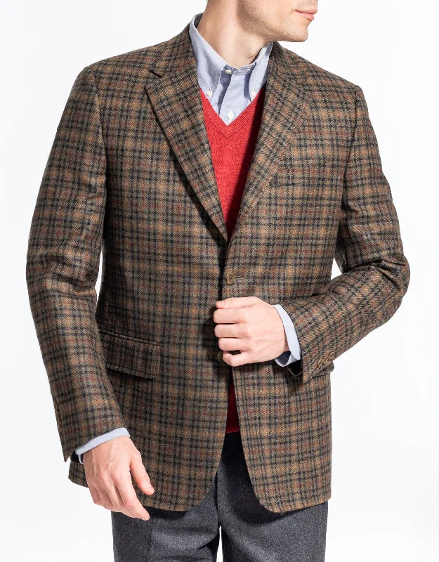 OLIVE CHECK MULTIPANE CASHMERE SPORT COAT - CLASSIC FIT