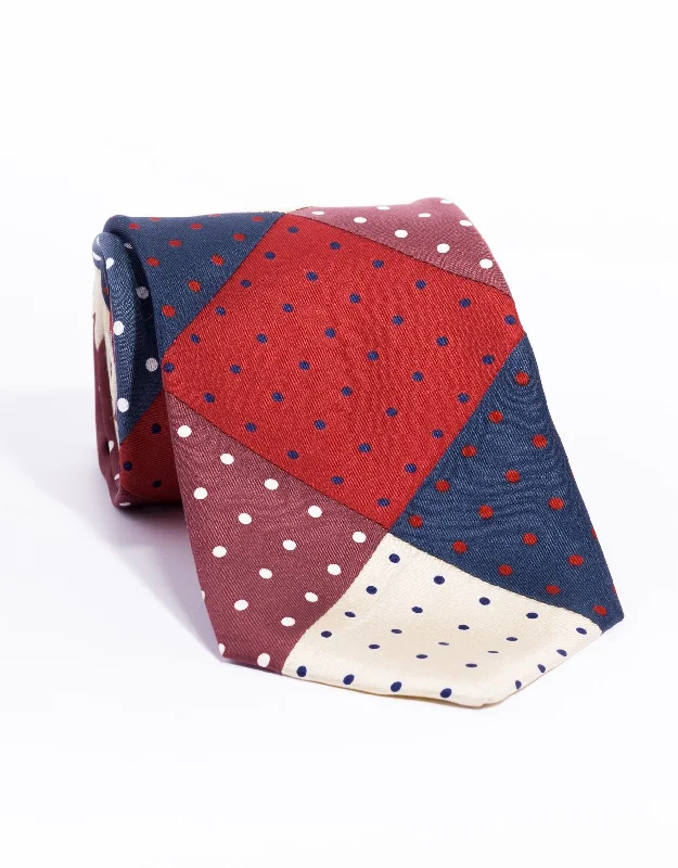 SILK POLKA DOTS PATCHWORK TIE