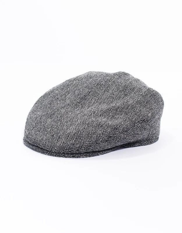 WOOL IVY CAP - CHARCOAL HERRINGBONE